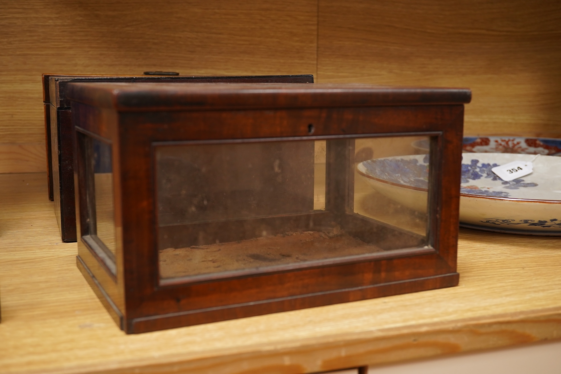 A group of five 19th-century boxes to include two artists paint boxes and a post box, largest 30cm wide